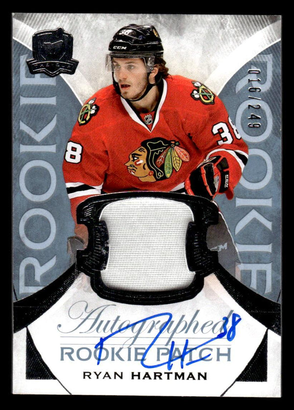 2015 UPPER DECK THE CUP RYAN HARTMAN 186 RC AUTOGRAPH PATCH RPA /249 BLACKHAWKS