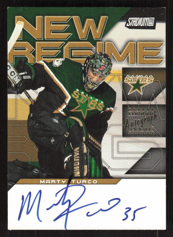 2001 STADIUM CLUB MARTY TURCO NRA-MT NRMT-MT NEW REGIME AUTOGRAPH DALLAS STARS