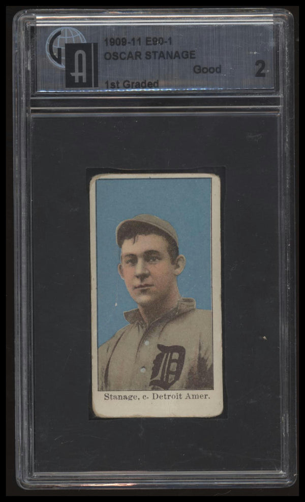 1909 E90-1 OSCAR STANAGE NNO GOOD AMERICAN CARAMEL GAI 2 BASEBALL DETROIT TIGERS