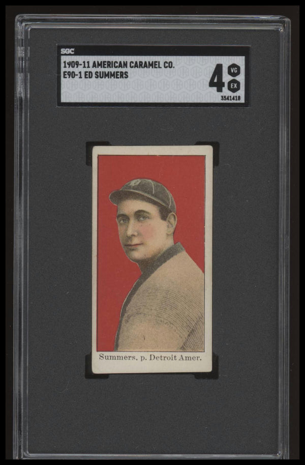 1909 E90-1 ED SUMMERS NNO VG-EX AMERICAN CARAMEL SGC 4 BASEBALL DETROIT TIGERS