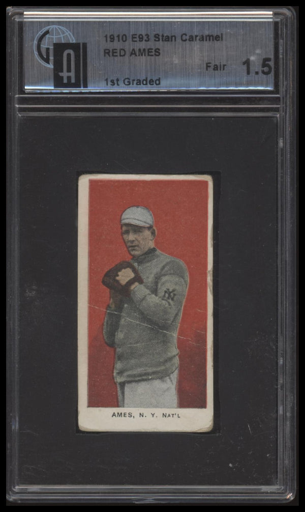 1910 E93 RED AMES NNO FAIR STANDARD CARAMEL GAI 1.5 BASEBALL NEW YORK GIANTS