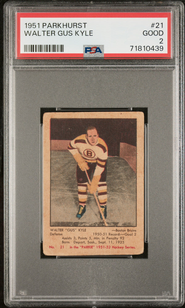 1951 PARKHURST WALTER GUS KYLE 21 GOOD RC PSA 2 HOCKEY BOSTON BRUINS