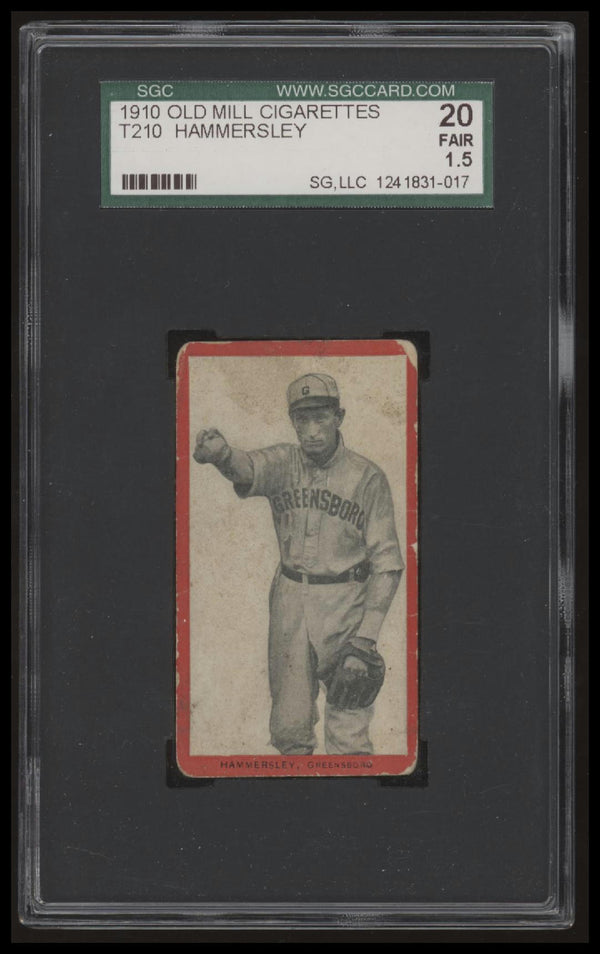 1910 T210 WALTER HAMMERSLEY NNO FAIR T210 SGC 1.5 BASEBALL GREENSBORO CHAMPS