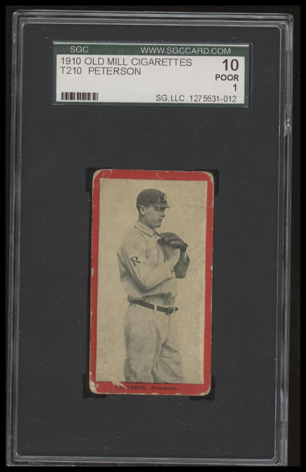 1910 T210 PETERSON NNO POOR T210 SGC 1 BASEBALL RICHMOND COLTS