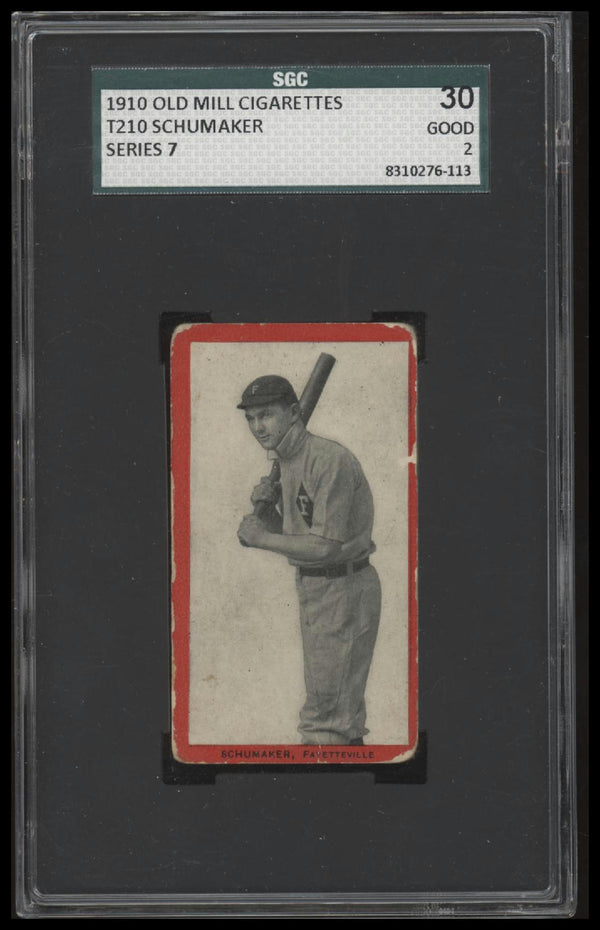 1910 T210 WILLIAM SCHUMAKER NNO GOOD T210 SGC 2 BASEBALL FAYETTEVILLE HIGHLANDERS
