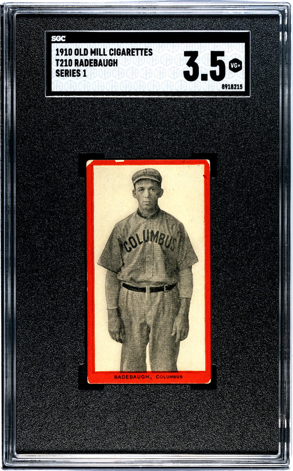 1910 T210 ROY RADEBAUGH NNO VG+ OLD MILL SGC 3.5 BASEBALL COLUMBUS FOXES