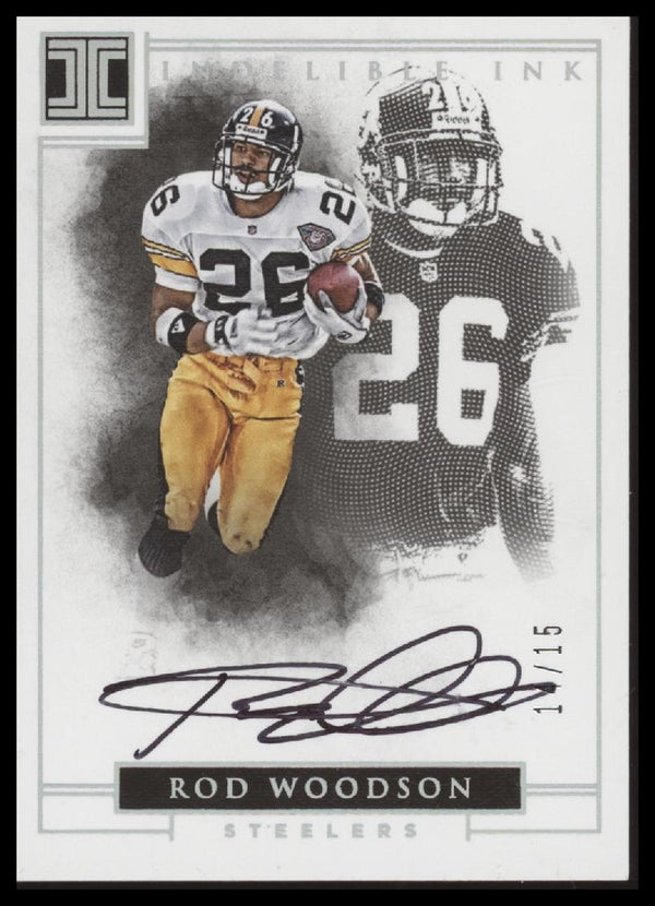 2016 PANINI IMPECCABLE ROD WOODSON 4 INDELIBLE INK HOF AUTOGRAPH 14/15 STEELERS