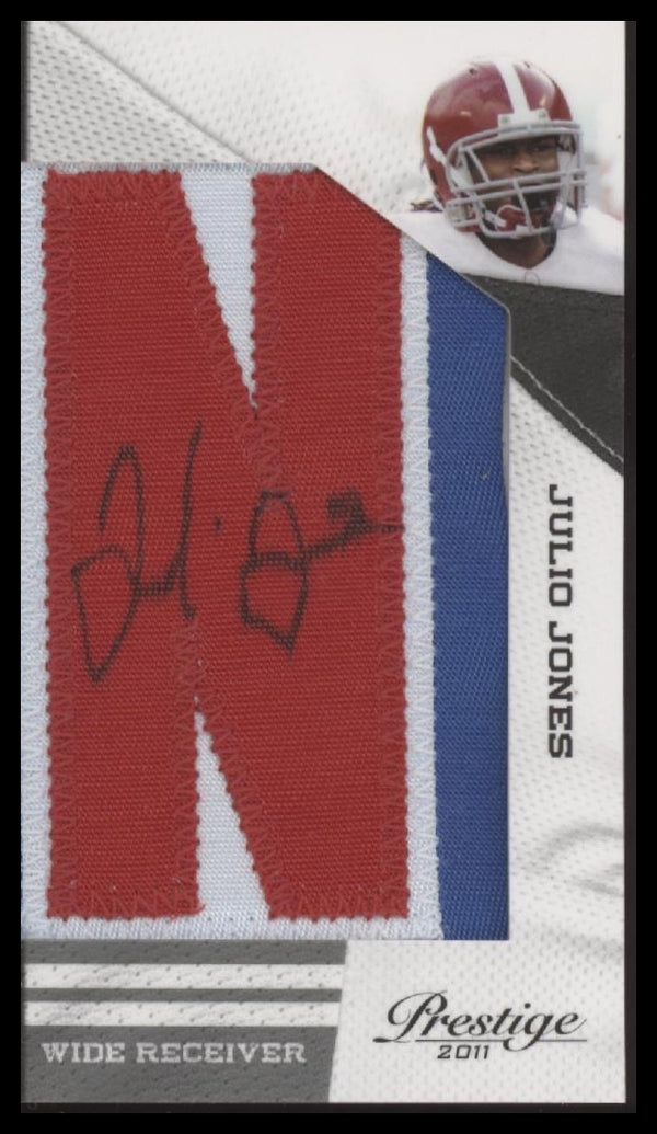 2011 PRESTIGE JULIO JONES 11 NRMT-MT COLLEGIATE LETTERMEN AUTOGRAPH RC ALABAMA