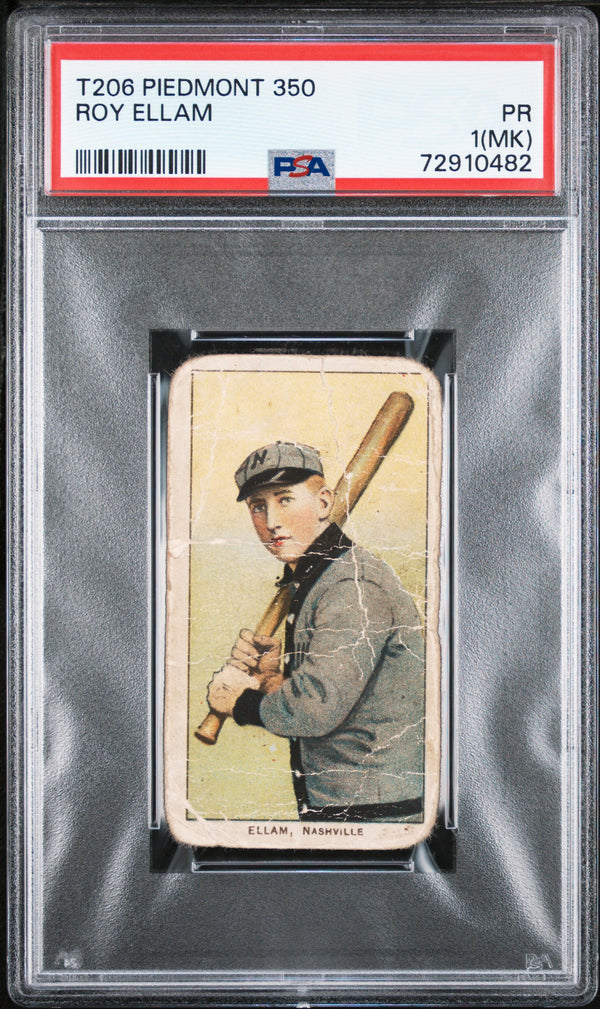 1909 T206 ROY ELLAM NNO POOR PIEDMONT 350 SL PSA 1 BASEBALL NASHVILLE VOLUNTEERS