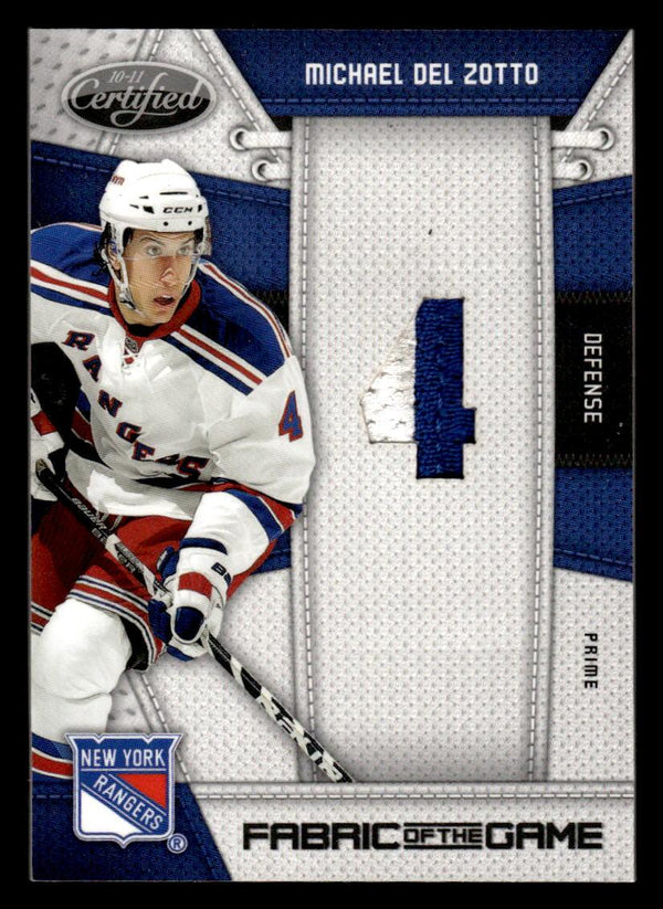 2010 CERTIFIED MICHAEL DEL ZOTTO FABRIC OF THE GAME JERSEY NUMBER PRIME /10