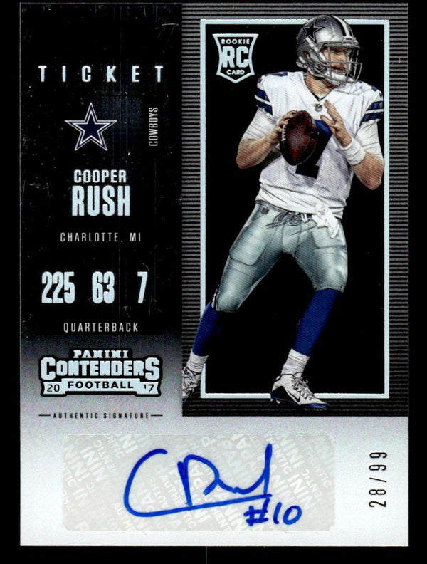 2017 PANINI CONTENDERS COOPER RUSH 218 PLAYOFF TICKET RC AUTOGRAPH 28/99 COWBOYS