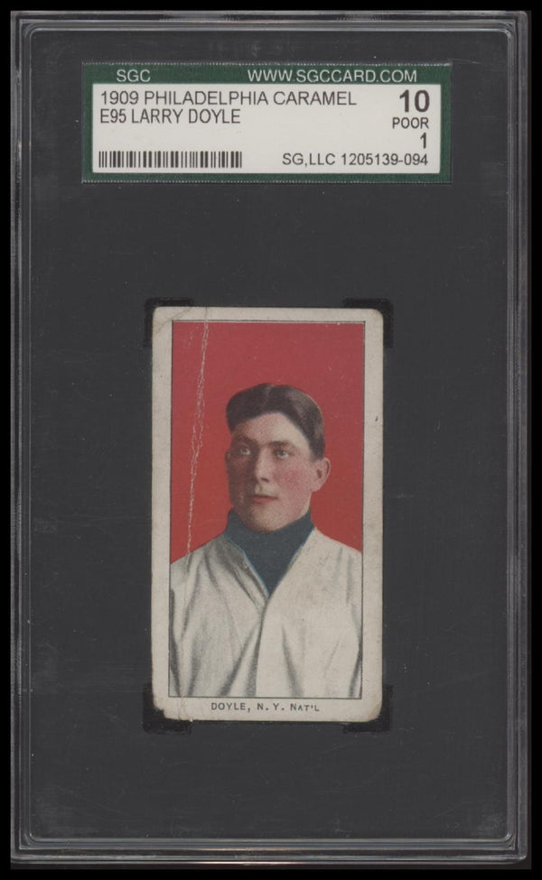 1909 E95 LARRY DOYLE POOR PHILADELPHIA CARAMEL SGC 1 BASEBALL NEW YORK GIANTS