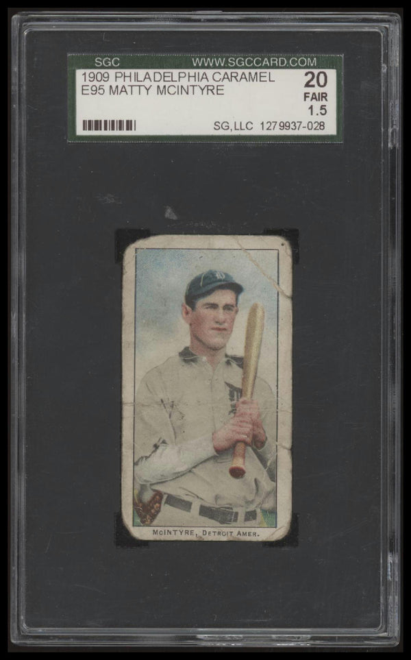 1909 E95 MATTY MCINTYRE FAIR PHILADELPHIA CARAMEL SGC 1.5 DETROIT TIGERS