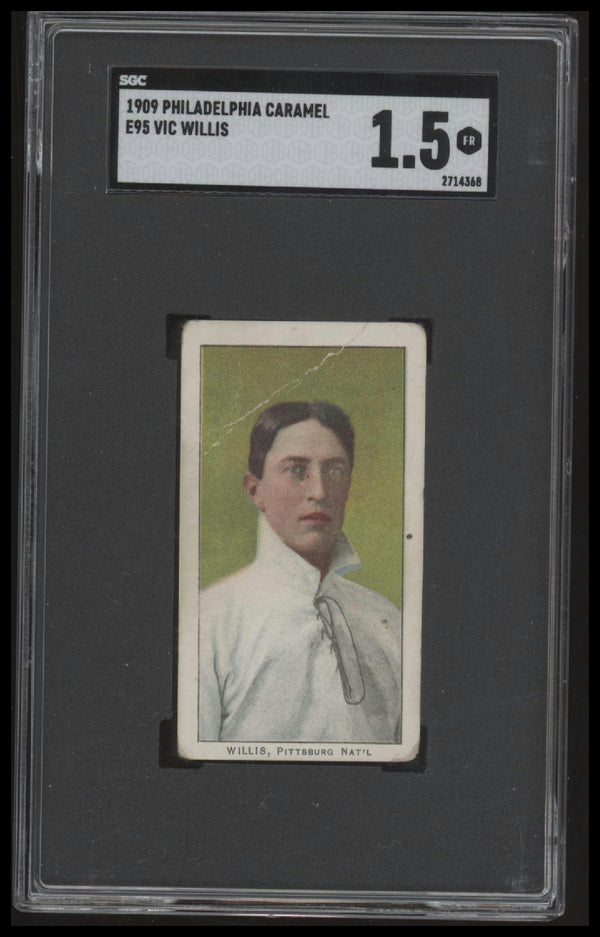 1909 E95 VIC WILLIS FAIR CARAMEL BACK STAMP SGC 1.5 PIRATES