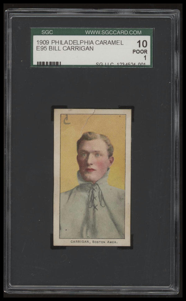 1909 E95 BILL CARRIGAN POOR PHILADELPHIA CARAMEL SGC 1 BASEBALL BOSTON RED SOX