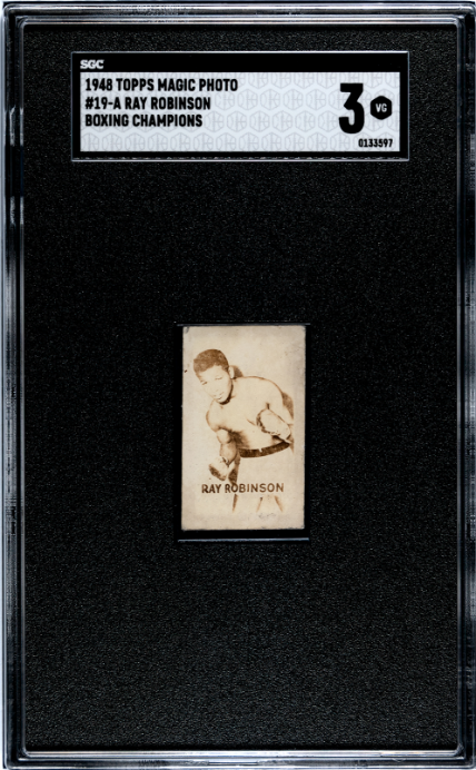 1948 TOPPS MAGIC PHOTOS SUGAR RAY ROBINSON 19A VG CHAMPIONS RC SGC 3 BOXING