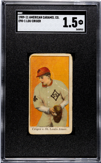 1909 E90-1 LOU CRIGER FAIR AMERICAN CARAMEL SGC 1.5 BASEBALL ST. LOUIS BROWNS