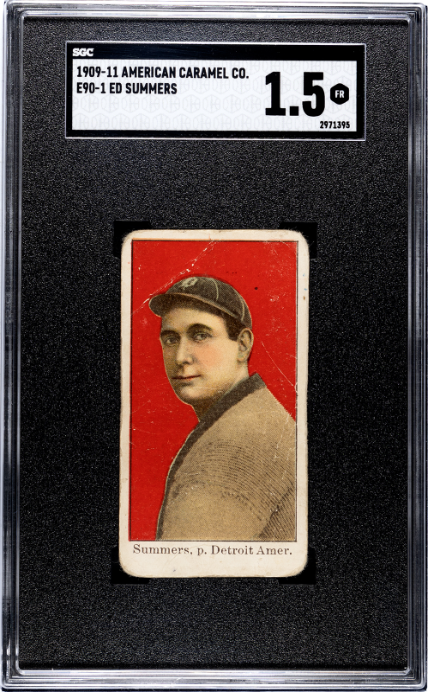 1909 E90-1 ED SUMMERS NNO FAIR AMERICAN CARAMEL SGC 1.5 BASEBALL DETROIT TIGERS