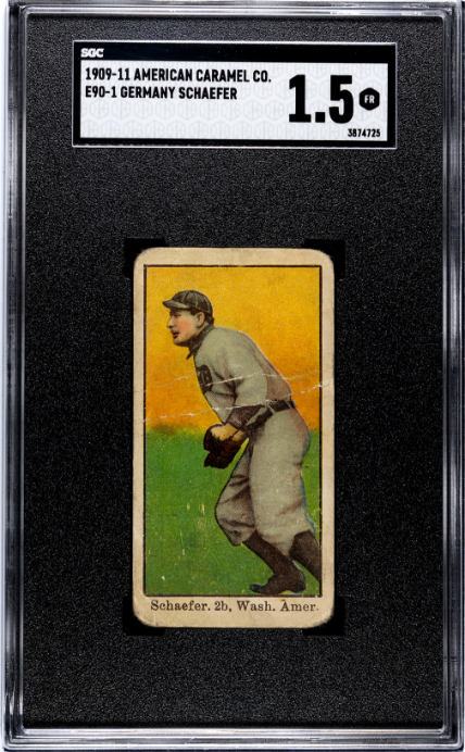 1909 E90-1 GERMANY SCHAEFER FAIR AMERICAN CARAMEL SGC 1.5 WASHINGTON SENATORS