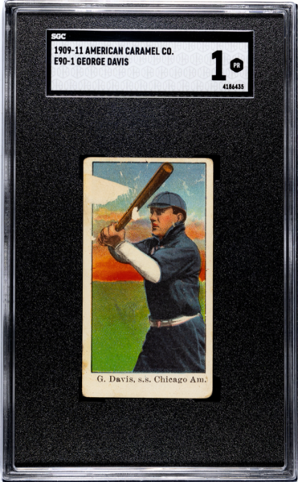 1909 E90-1 GEORGE DAVIS POOR AMERICAN CARAMEL SGC 1 BASEBALL CHICAGO WHITE SOX