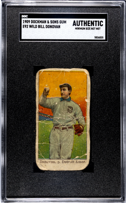 1909 E92 WILD BILL DONOVAN POOR DOCKMAN & SONS GUM SGC A BASEBALL DETROIT TIGERS