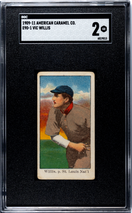 1909 E90-1 VIC WILLIS GOOD AMERICAN CARAMEL SGC 2 BASEBALL ST. LOUIS CARDINALS