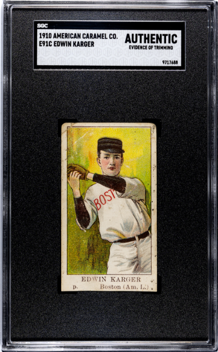 1910 E91-C EDWIN KARGER NNO GOOD AMERICAN CARAMEL SGC A BASEBALL BOSTON RED SOX