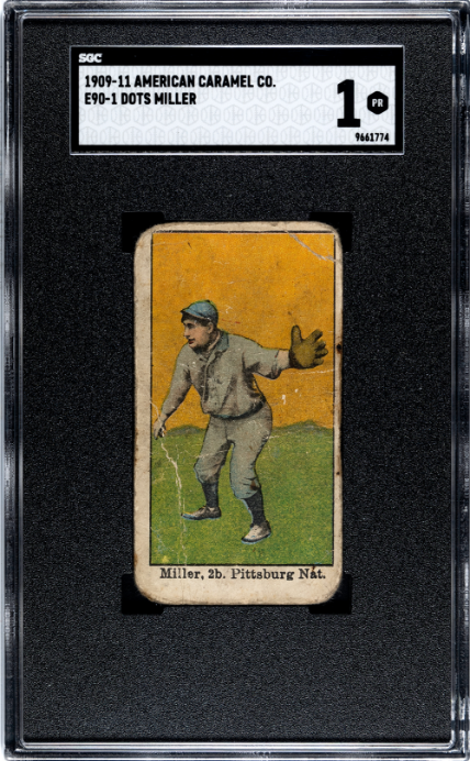 1909 E90-1 DOTS MILLER POOR AMERICAN CARAMEL SGC 1 BASEBALL PITTSBURGH PIRATES