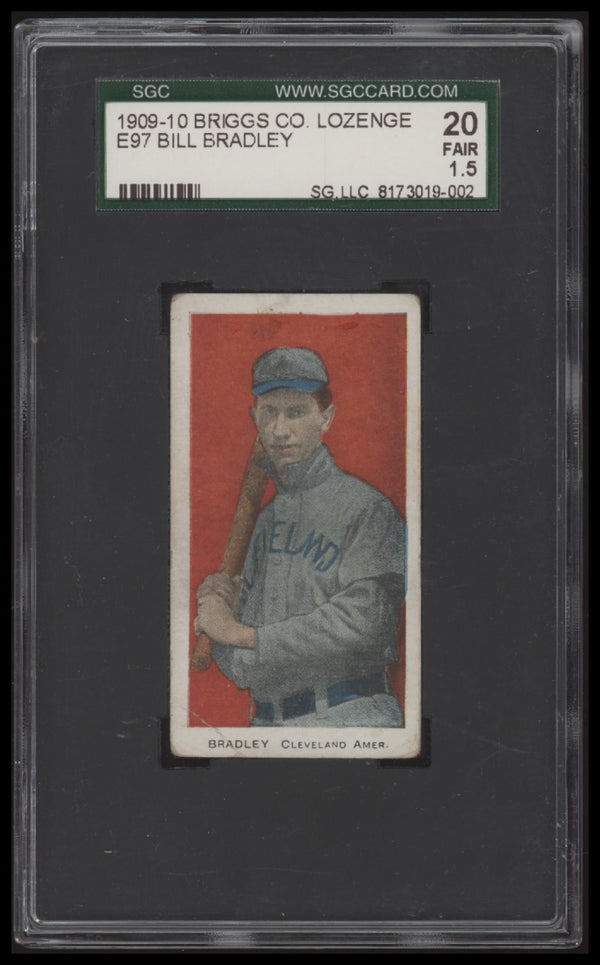 1909 E97 BILL BRADLEY FAIR BRIGGS CO. LOZENGE SGC 1.5 BASEBALL CLEVELAND NAPS
