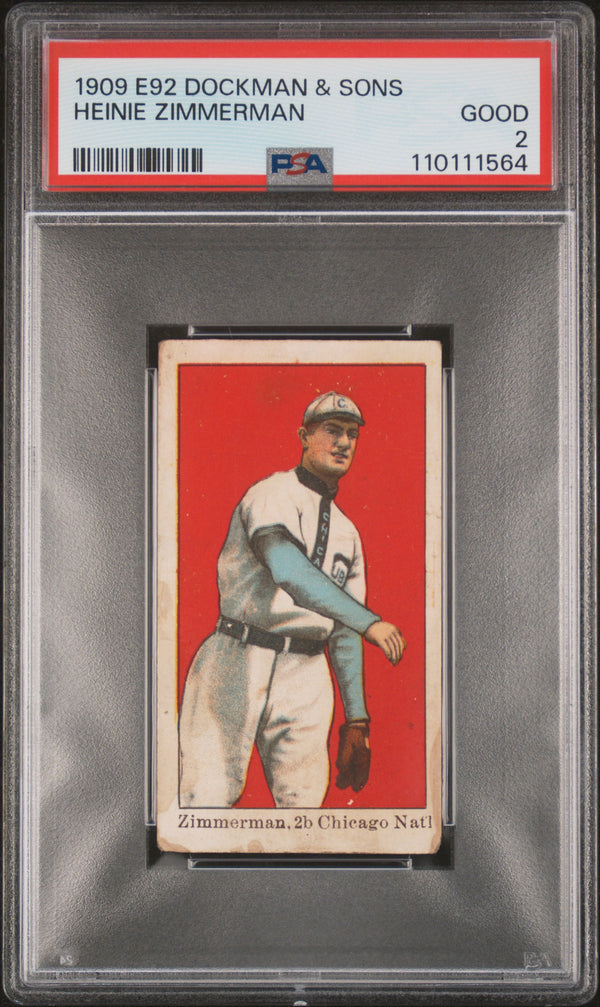 1909 E92 HEINIE ZIMMERMAN NNo GOOD DOCKMAN & SONS GUM PSA 2 CHICAGO CUBS