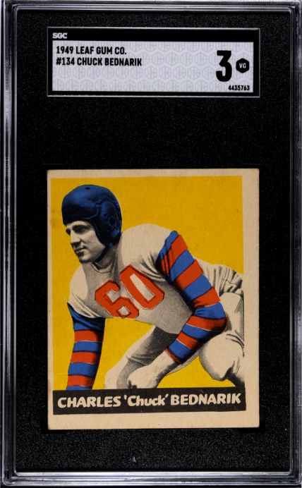 1949 LEAF CHARLES BEDNARIK 134 VG RC CHUCK SGC 3 FOOTBALL PHILADELPHIA EAGLES