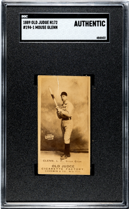 1887 OLD JUDGE MOUSE GLENN NNO FAIR N172 SGC A BASEBALL SIOUX CITY CORN HUSKERS