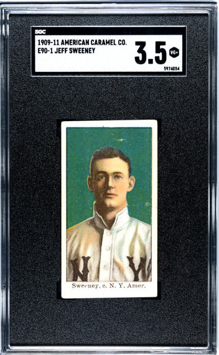 1909 E90-1 JEFF SWEENEY NNO VG+ AMERICAN CARAMEL SGC 3.5 NEW YORK HIGHLANDERS