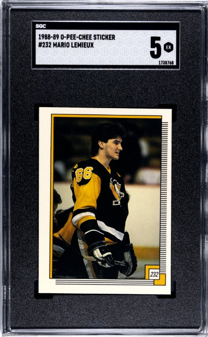 1988 O-PEE-CHEE STICKERS MARIO LEMIEUX 232 EX SGC 5 HOCKEY PITTSBURGH PENGUINS