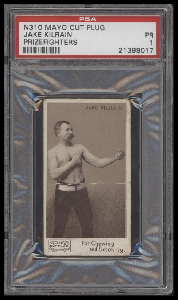 1890 MAYO'S CUT PLUG PRIZEFIGHTERS JAKE KILRAIN NNO POOR N310 PSA 1 BOXING