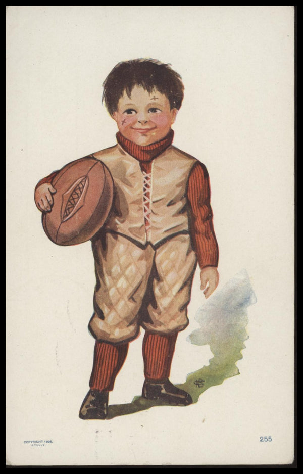 1906 J. TULLY POSTCARD CHILD IN FOOTBALL UNIFORM NNO VG FOOTBALL