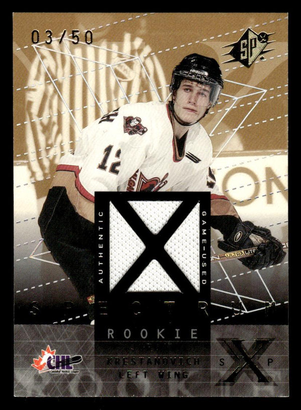 2000 SPX JORDAN KRESTANOVICH 126 MINT SPECTRUM ROOKIE JERSEY 3/50 CALGARY HITMEN