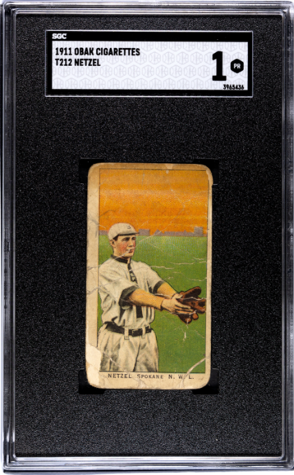 1909 T212 MILO NETZEL NNO POOR OBAK SGC 1 BASEBALL SPOKANE INDIANS