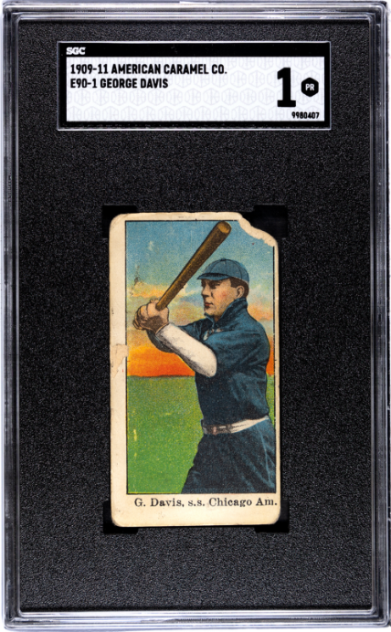 1909 E90-1 GEORGE DAVIS POOR AMERICAN CARAMEL SGC 1 BASEBALL CHICAGO WHITE SOX