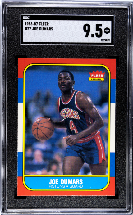 1986 FLEER JOE DUMARS 27 MINT+ RC SET BREAK SGC 9.5 BASKETBALL DETROIT PISTONS