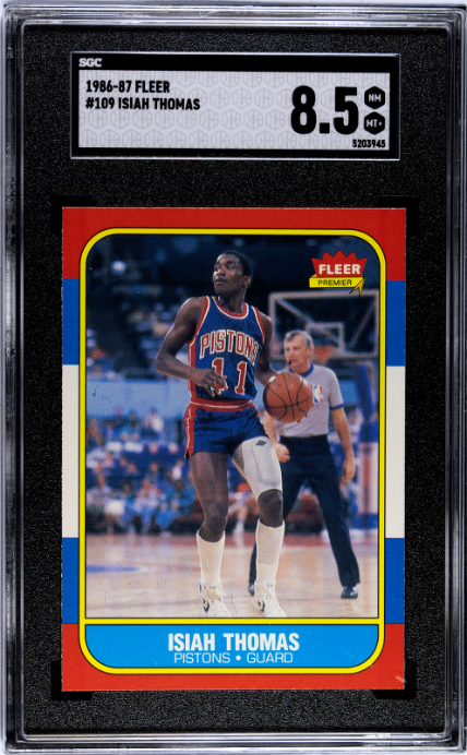 1986 FLEER ISIAH THOMAS 109 NRMT-MT+ SET BREAK SGC 8.5 DETROIT PISTONS