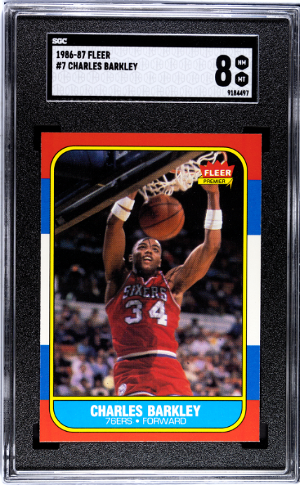 1986 FLEER CHARLES BARKLEY 7 NRMT-MT SET BREAK SGC 8 PHILADELPHIA 76ERS