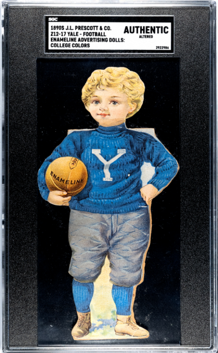 1890 J.L. PRESCOTT & CO ENAMELINE VG Z12-17 COLLEGE COLORS SGC A YALE BULLDOGS