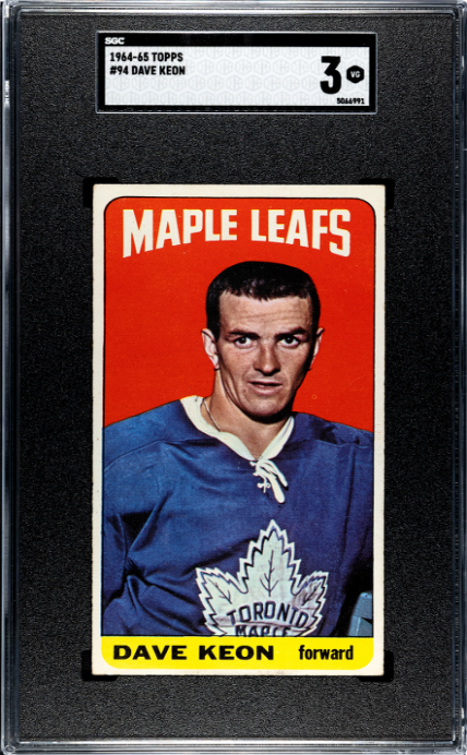1964 TOPPS DAVE KEON 94 VG SGC 3 HOCKEY TORONTO MAPLE LEAFS