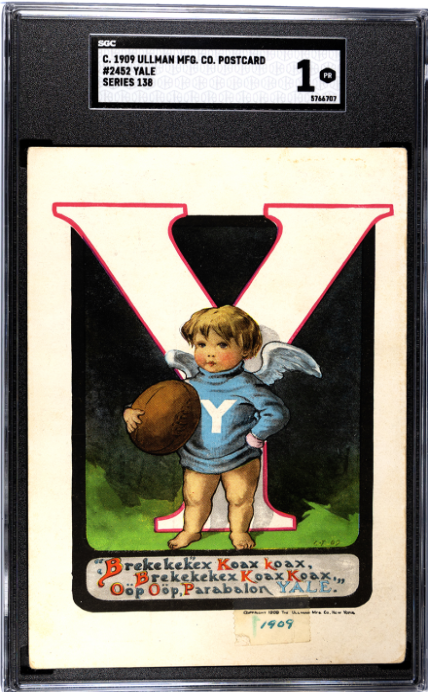 1909 ULLMAN MFG. CO. POSTCARD YALE 2452 POOR SERIES 138 SGC 1 FOOTBALL