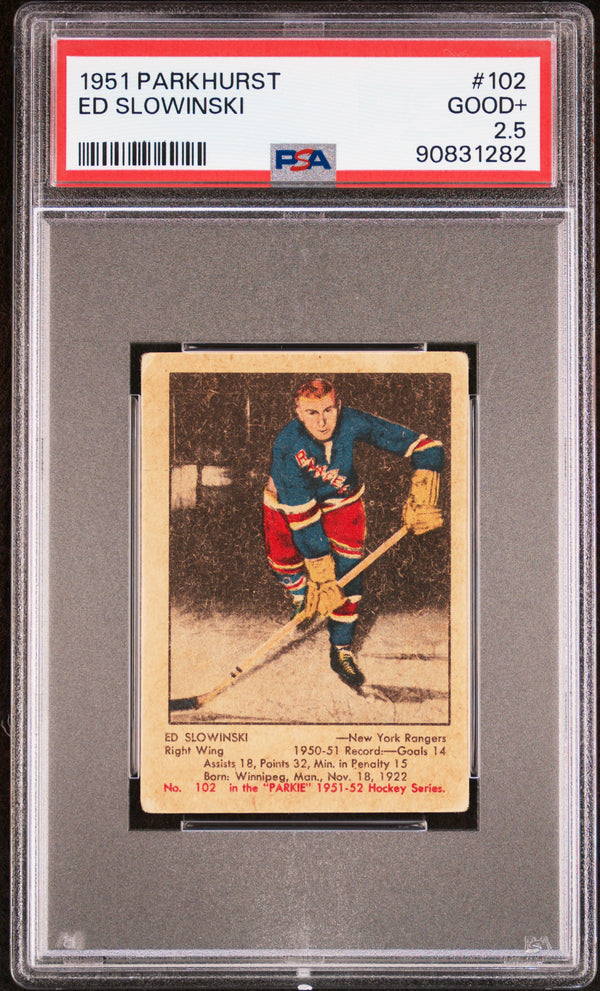 1951 PARKHURST ED SLOWINSKI 102 RC PSA 2.5 GOOD+ HOCKEY NEW YORK RANGERS