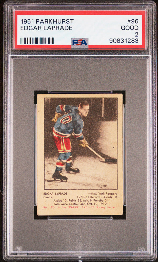 1951 PARKHURST EDGAR LAPRADE 96 RC PSA 2 GOOD HOCKEY NEW YORK RANGERS