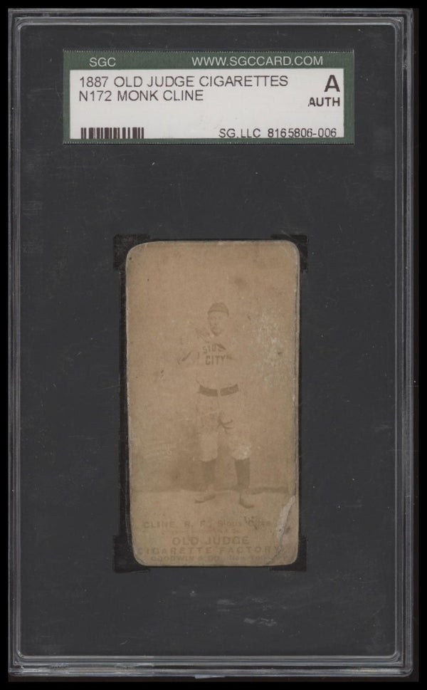 1887 OLD JUDGE MONK CLINE N172 CATCHING BY SHOULDER SGC A GOOD SIOUX CITY