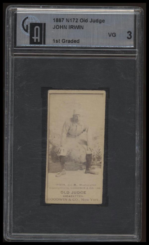1887 OLD JUDGE JOHN IRWIN NNO N172 GAI 3 VG BASEBALL WASHINGTON NATIONALS