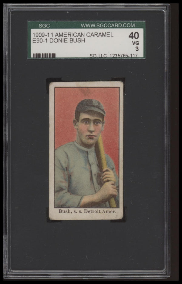 1909 E90-1 DONIE BUSH NNO AMERICAN CARAMEL SGC 3 VG BASEBALL DETROIT TIGERS
